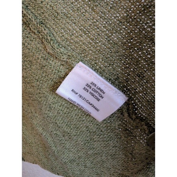 EILEEN FISHER Woman 2X Oversized Knit Cardigan Sweater Olive Green Linen Luxury - Picture 4 of 10
